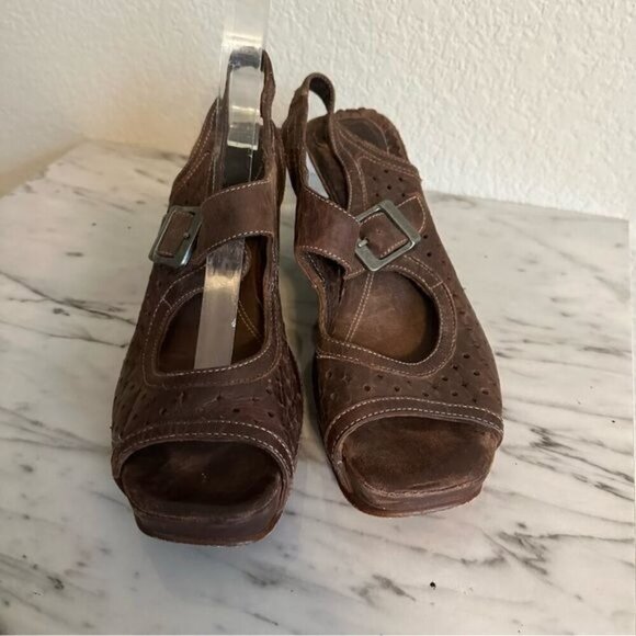Neosens Brown Leather wedge Size 10 - Picture 3 of 11